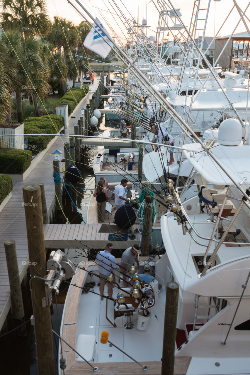 Yacht boat parking in the dock