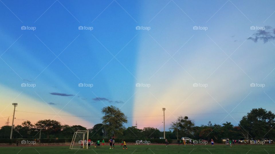 Colorfull Sky on the soccer field