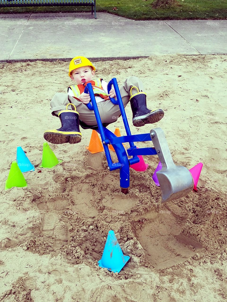Construction boy at park