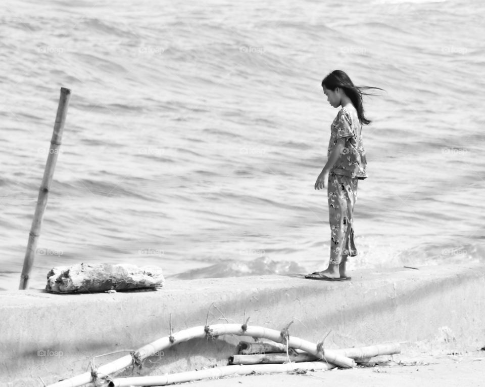 Black&white photo in a girl