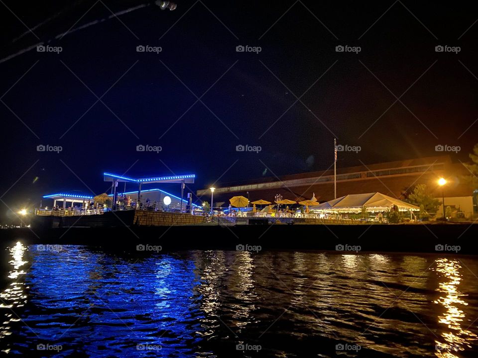 taken on a boat in the Mississippi river. picture is of The Loading Dock bar