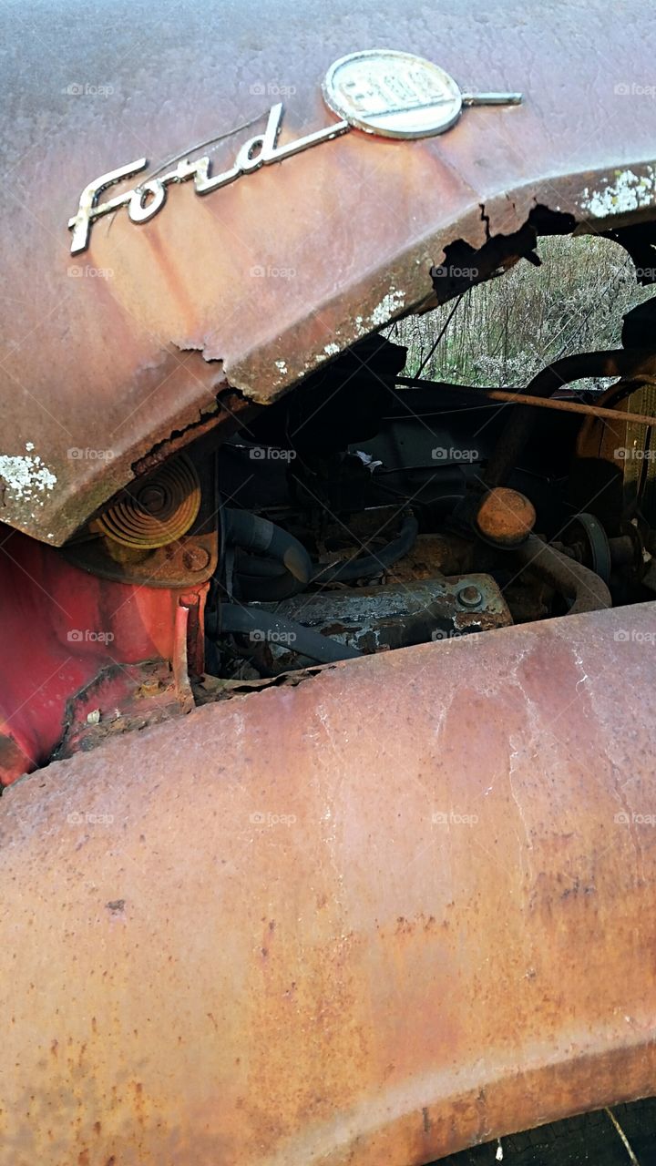 Vintage Ford Rusty Hood