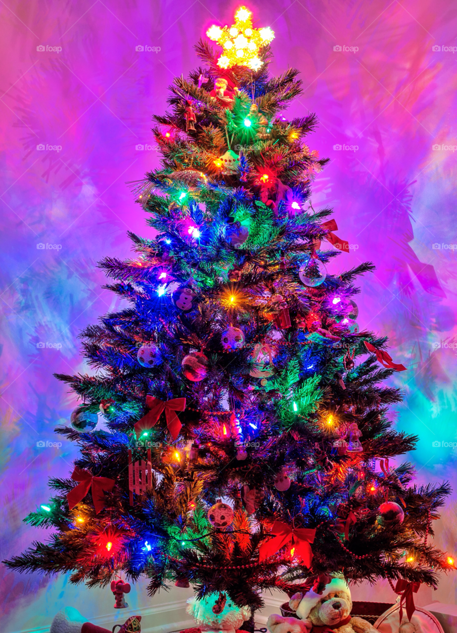 tree christmas lights colorful by delvec