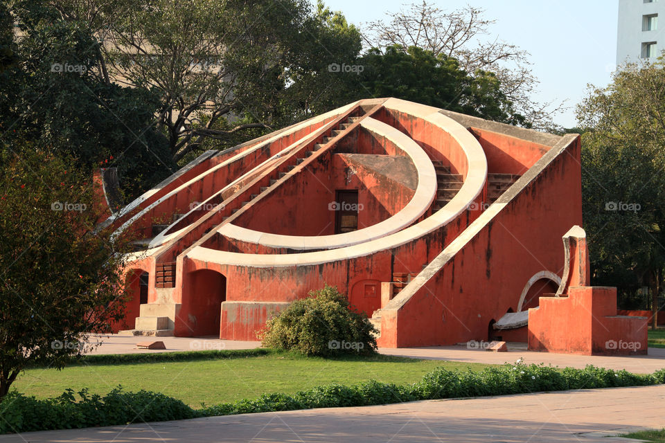 Jantar Mantar architectural astronomy observatory in new Delhi, India