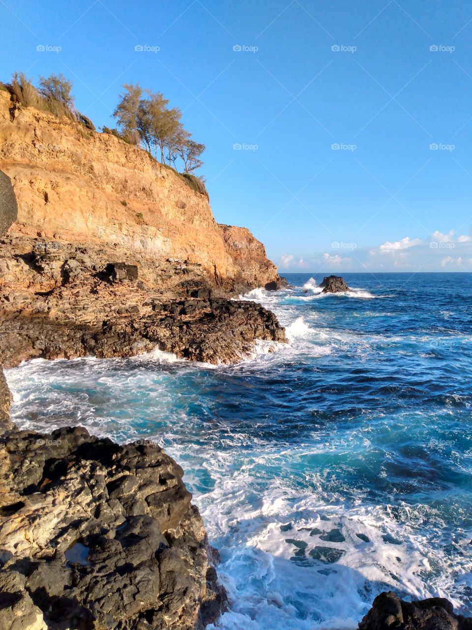 Big Island of Hawaii coastline cliffs. 