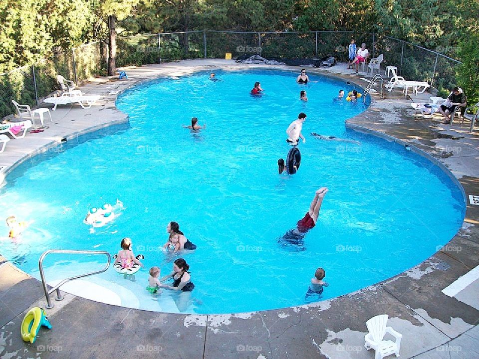 Having fun in the swimming pool