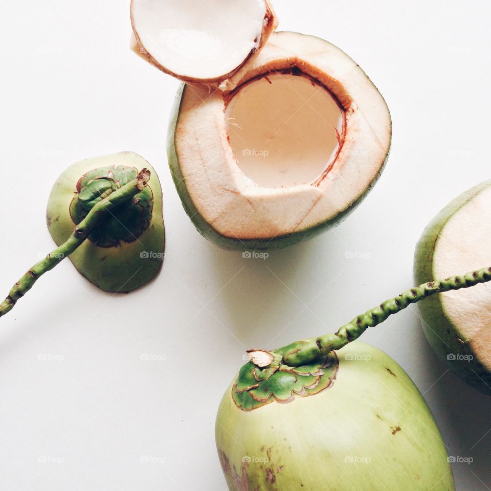 Fresh green coconuts