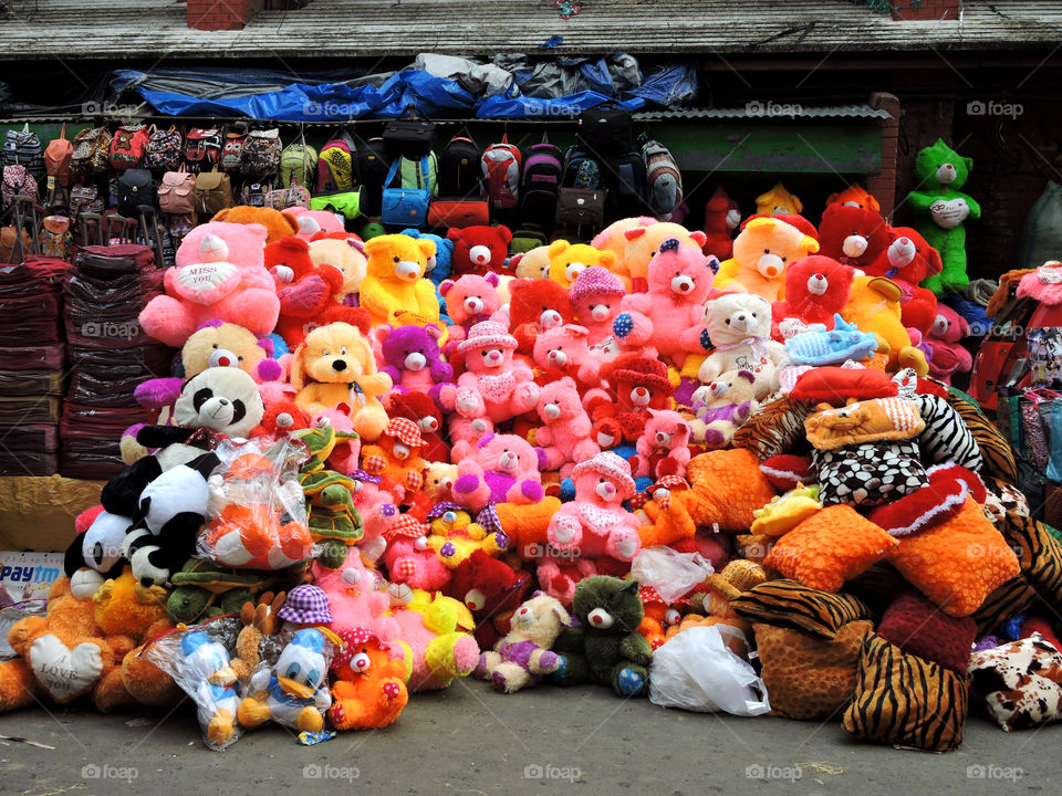 Teddy bears in the market