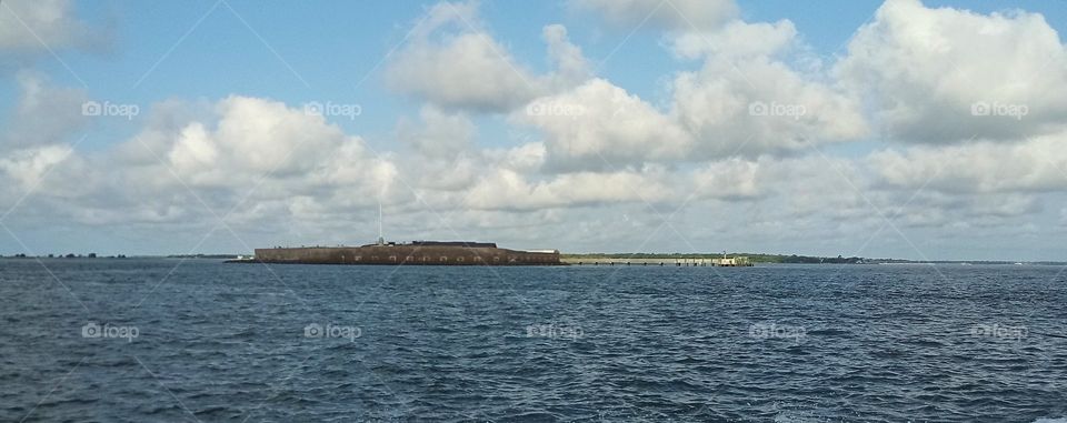 a view of Fort Sumter from the river