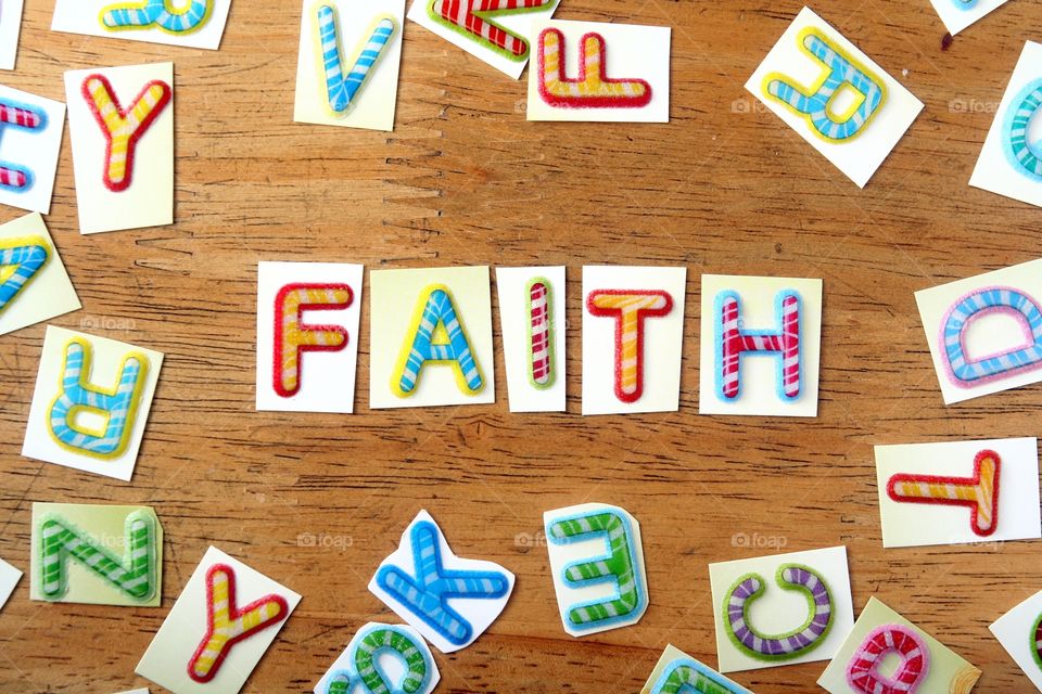word faith in colorful letters. word faith spelled in colorful letters