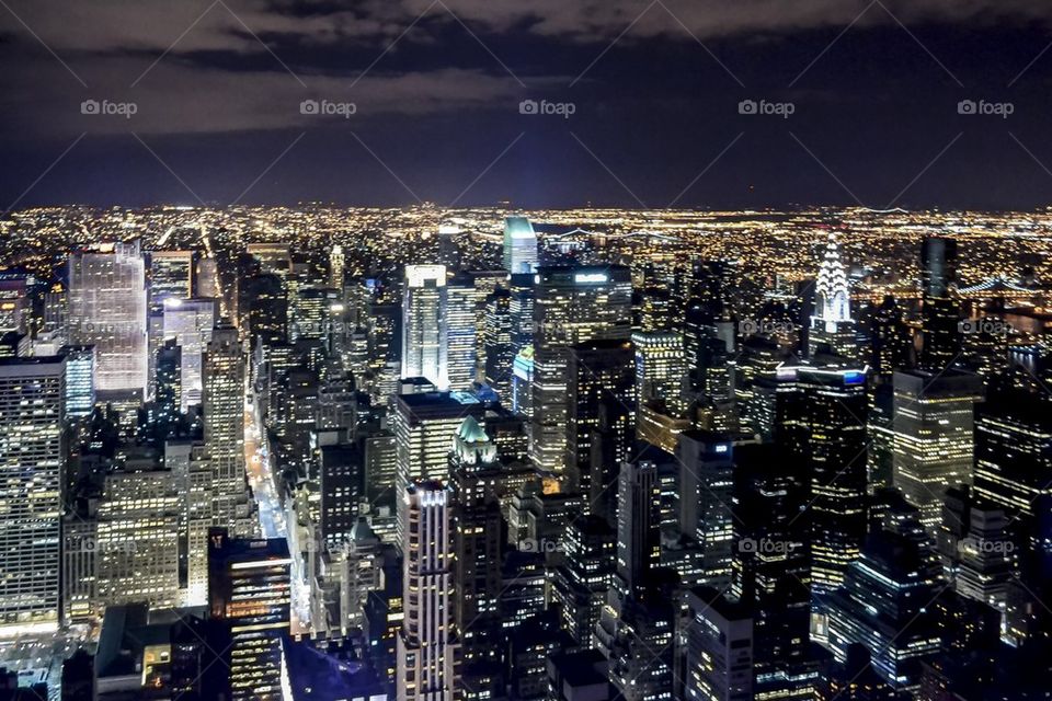 Manhattan, New York night skyline