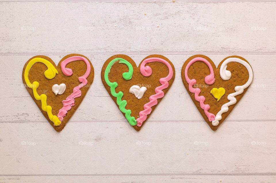 Heart shape gingerbread cookies