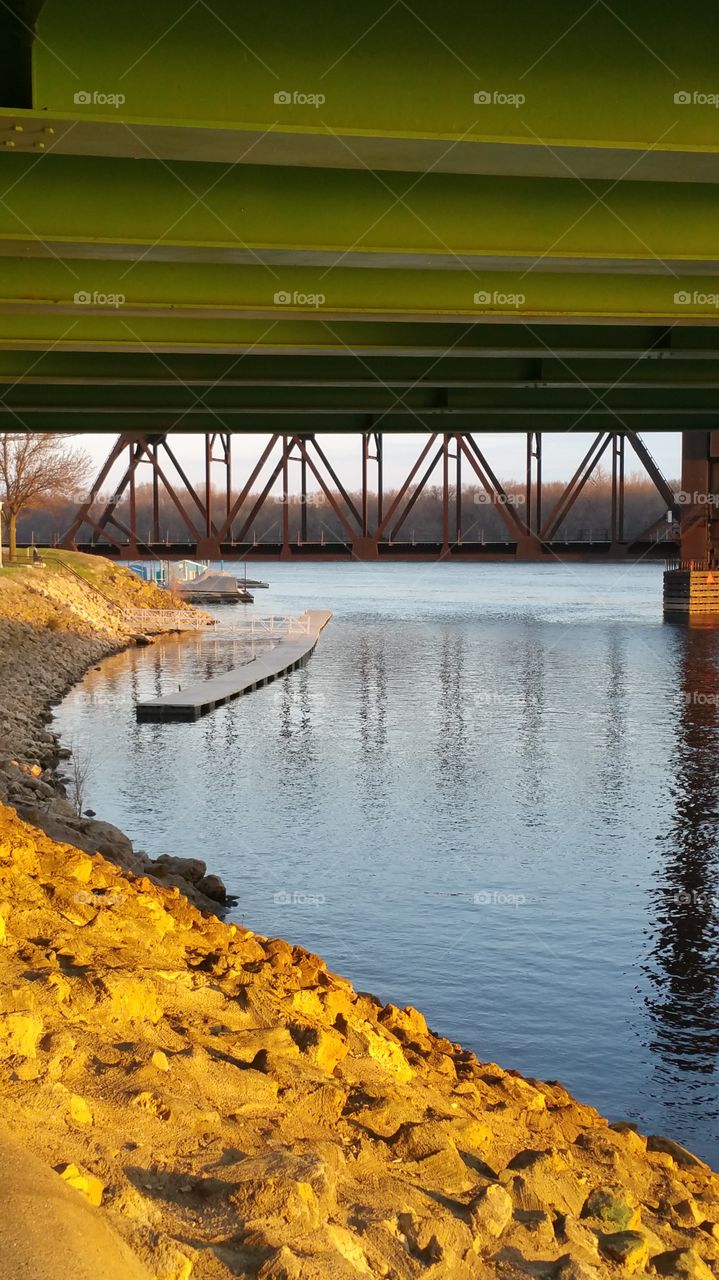 sun set on the river