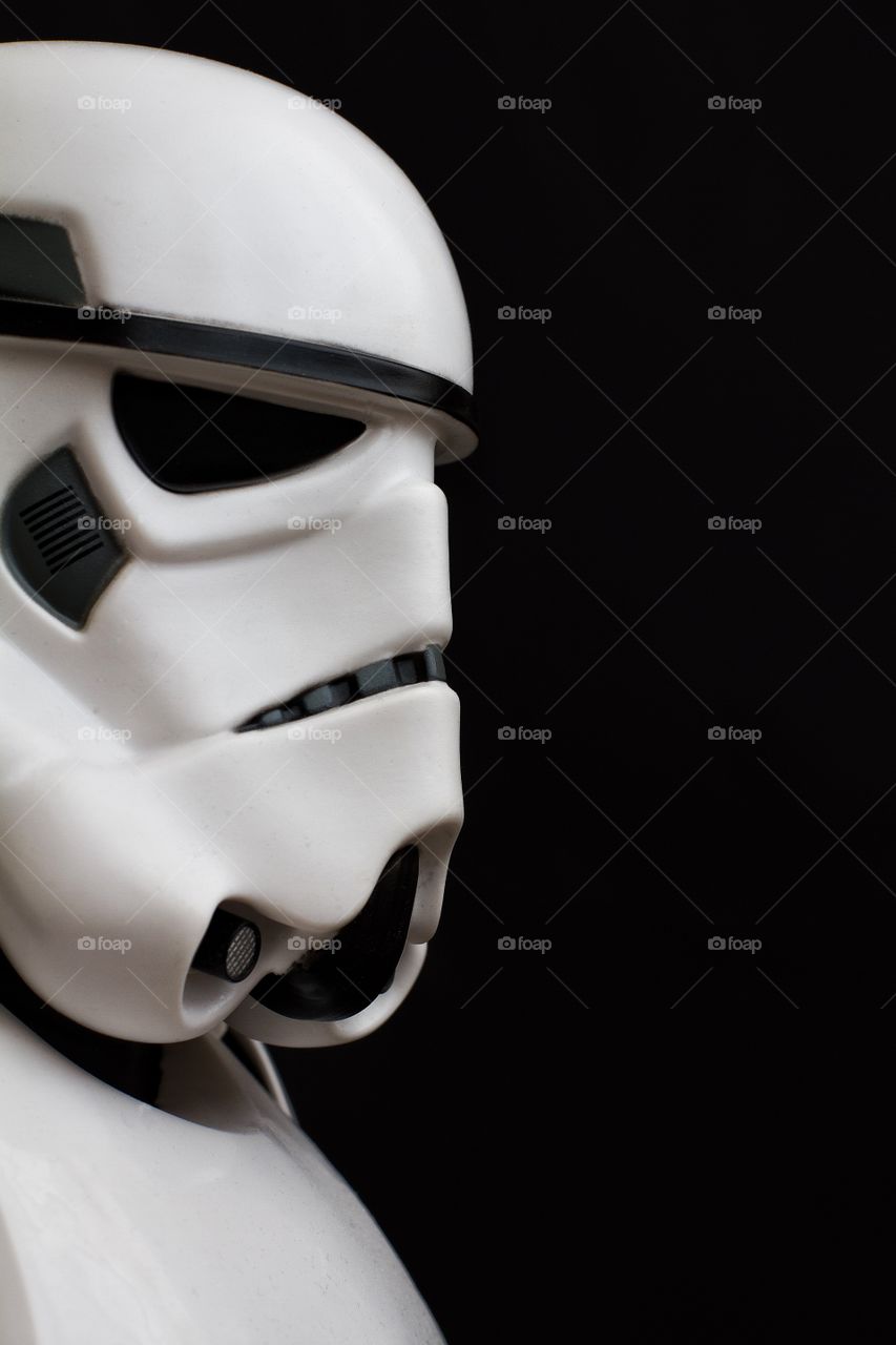 Star Wars Stormtrooper profile on a black background.