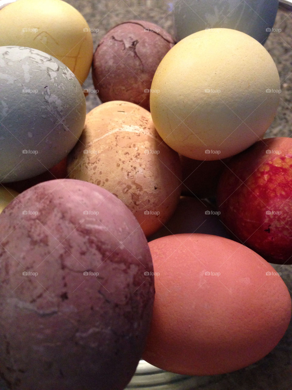 Close up of easter eggs