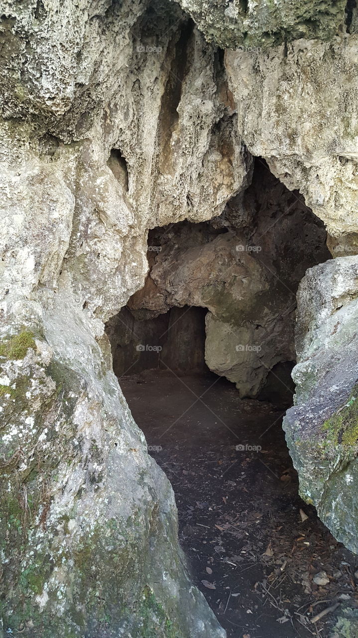 High angle view of cave