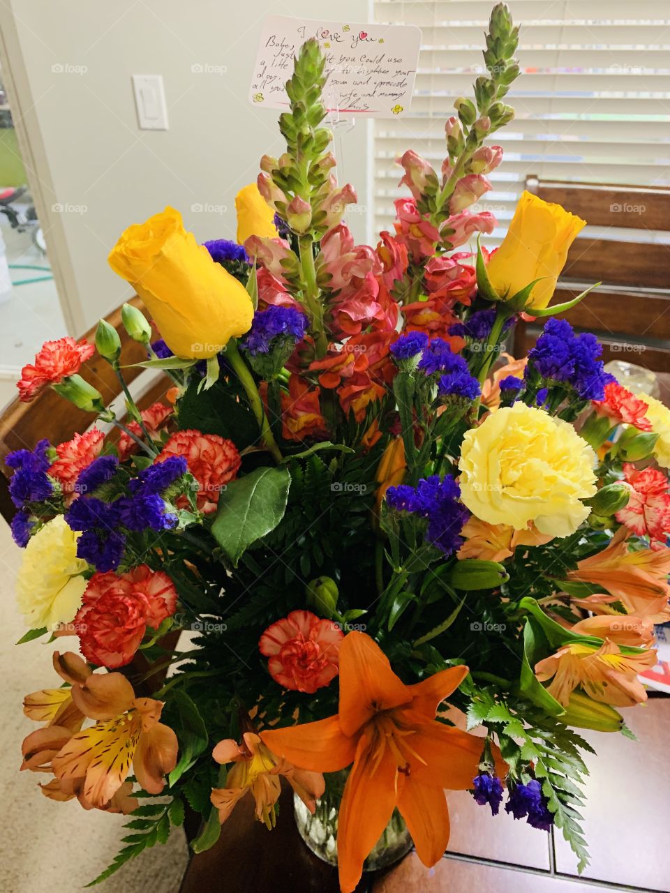 There is orange, yellow, pink and the little purple flowers that add that extra spark of color. 