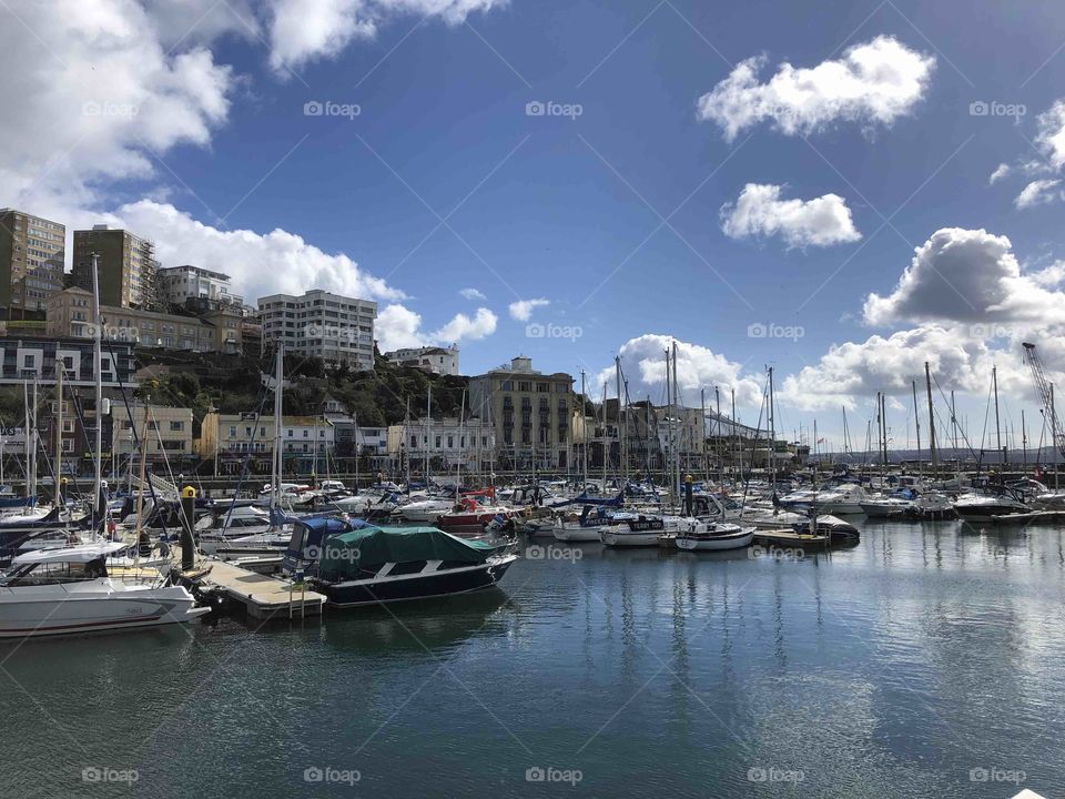 Torbay Harbor in Devon, UK looking a real masterclass in spring sunshine in 2019.