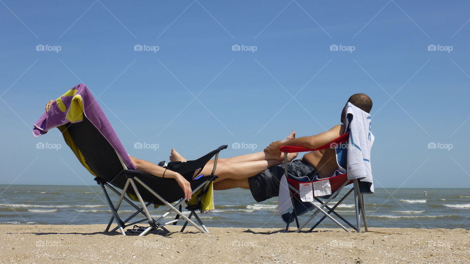 Lake Michigan beach relaxation