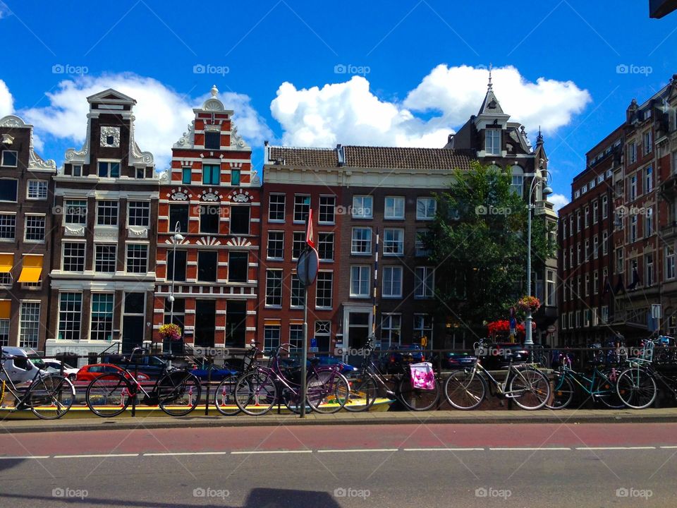 Amsterdam houses and bicycles 