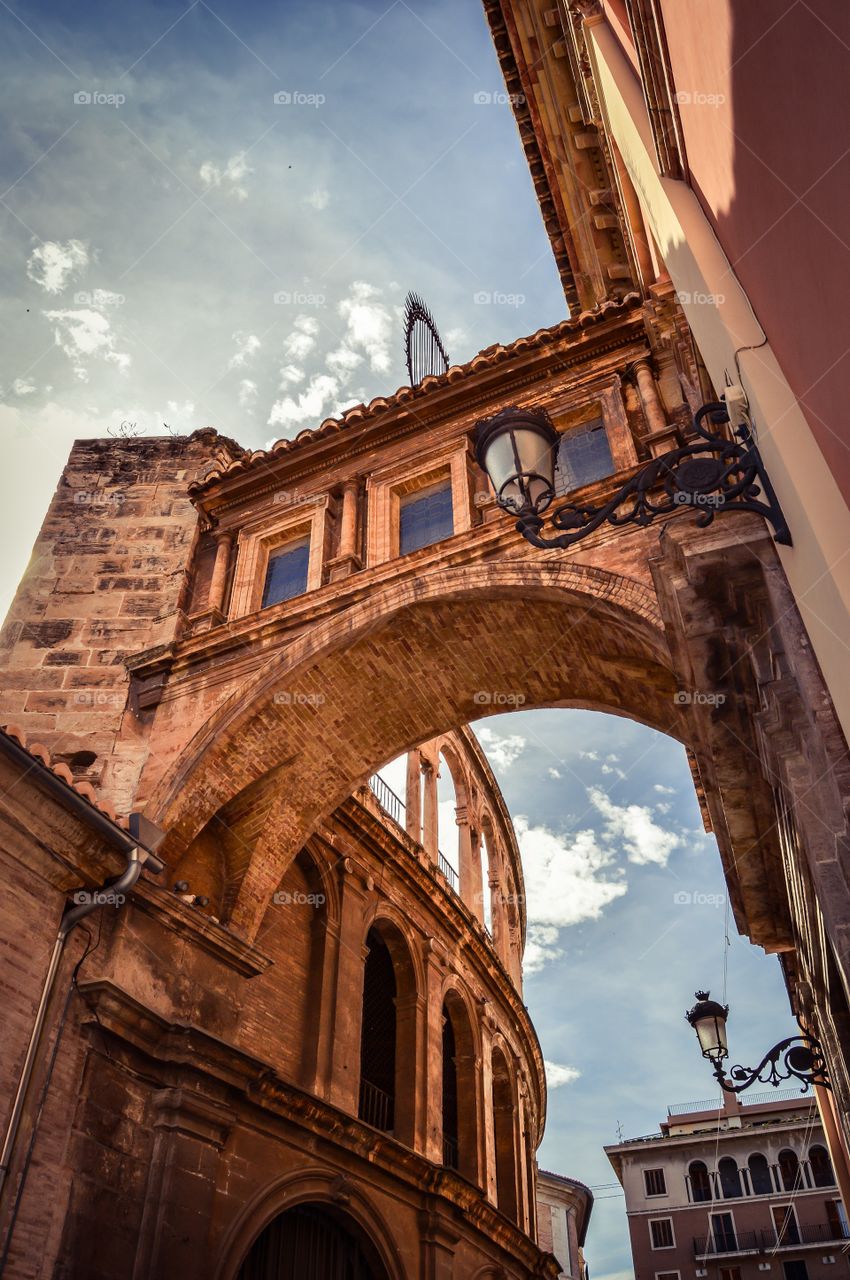 Low angle view of cathedral, Valencia, Spain