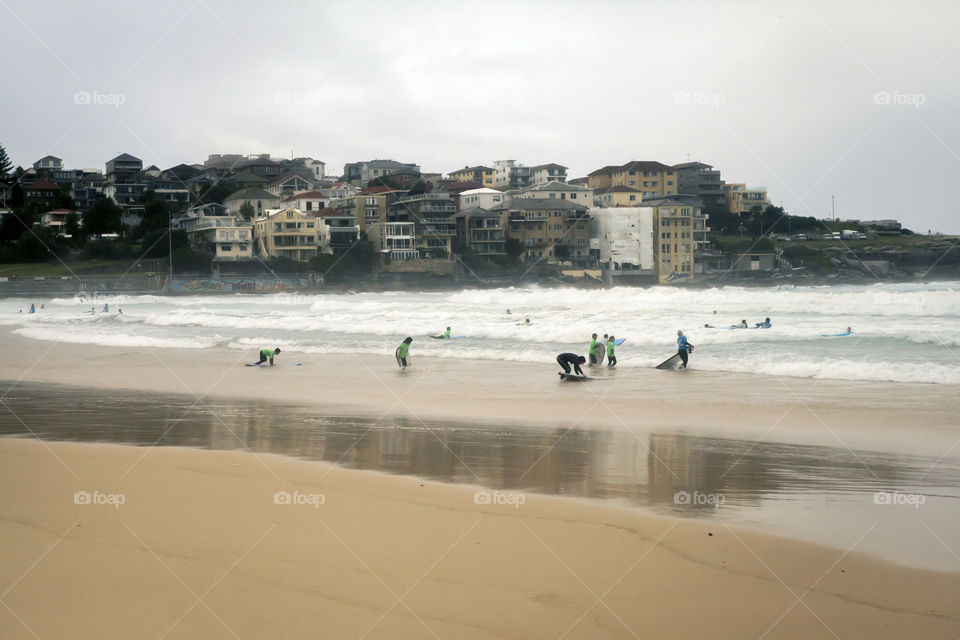 Bondi Beach, Sydney, Australia, surfers, surfing, beach in city