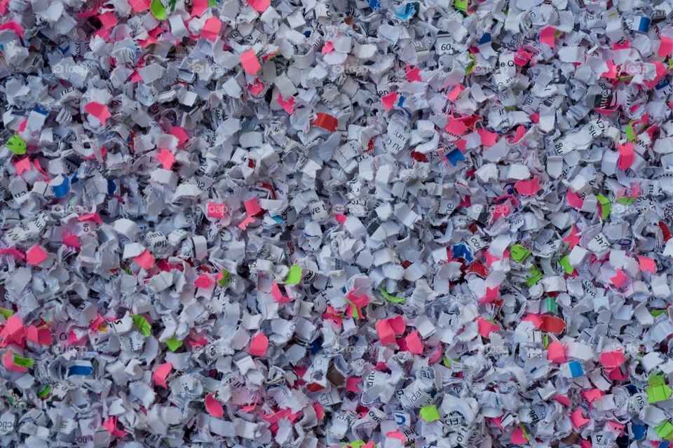 Colorful shredded paper