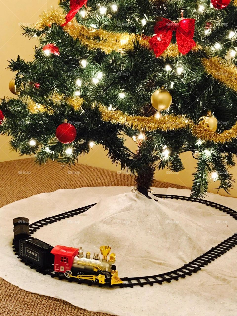 Christmas tree and train set