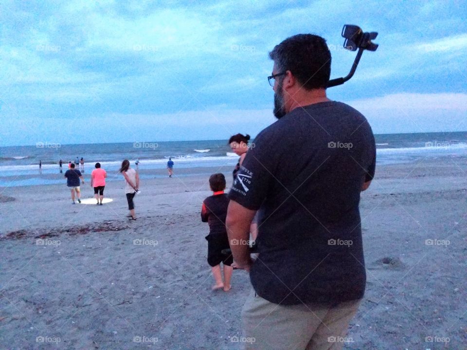 collecting things on the beach