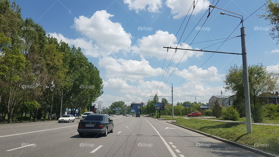 beautiful traffic view with cloud sky