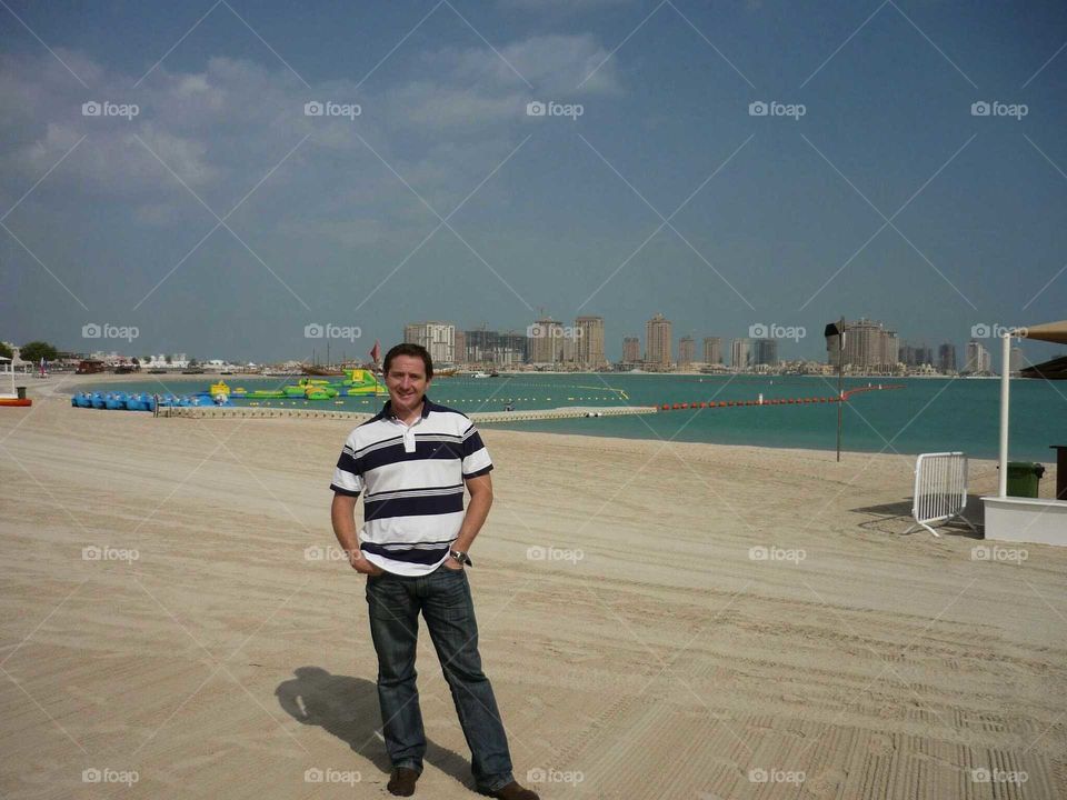 doha beach. artificial beach of doha. quatar
