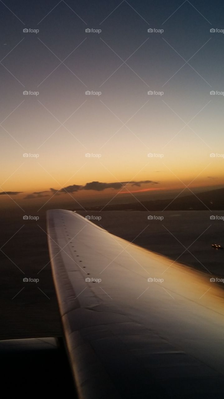 flying over sunset. Aloha hawaii