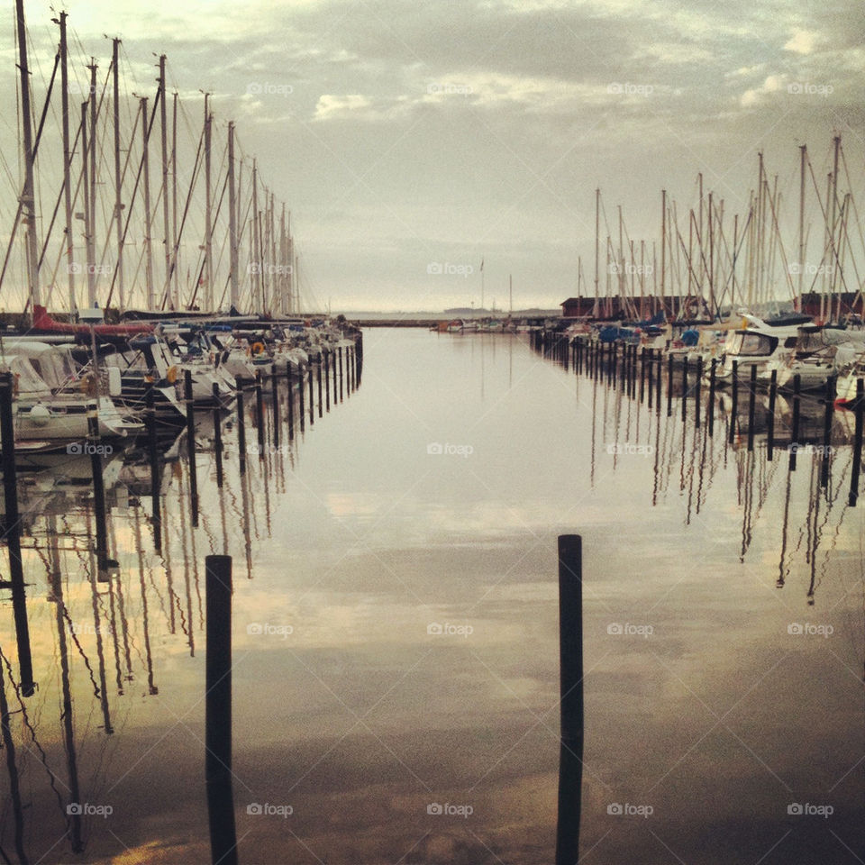 sky boats water evening by gitt123