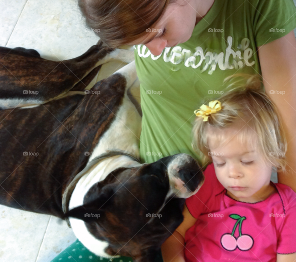 people woman child dog by javiercorrea15