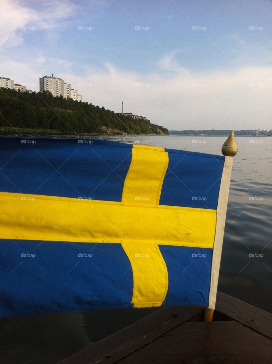 Swedish flag on the boat