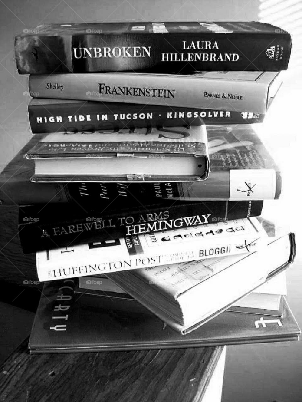 Stack of books, monochrome