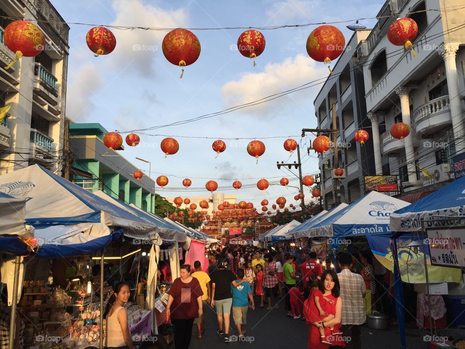 Chinese new year market in Songkhla, Thailand.
