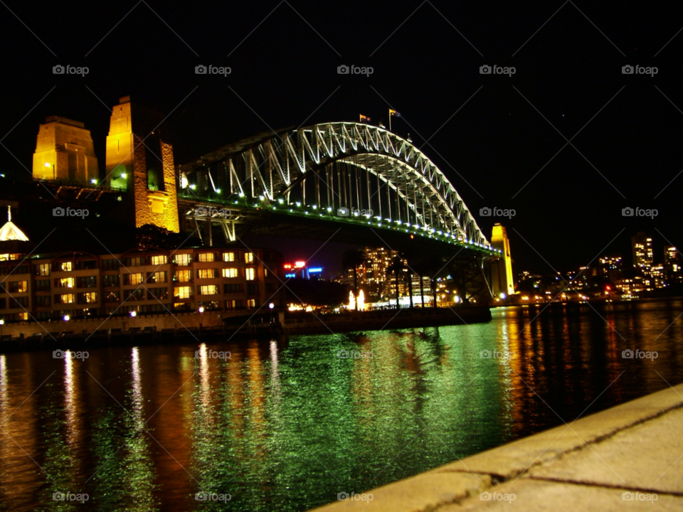 reflection australia illuminated sydney harbour bridge by darloandy1963
