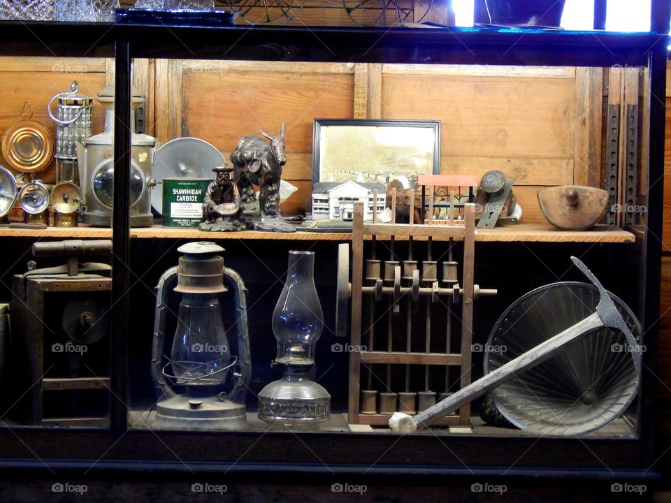 Vintage gold mining equipment on display at Consolidated Gold Mine in Georgia