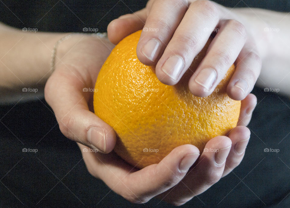 Fruits and vegetables in hands