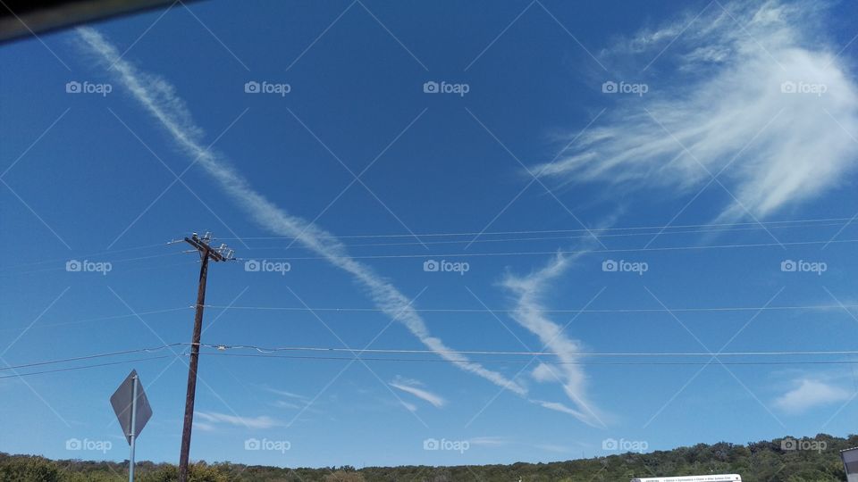 Bird shaped clouds in Texas Spring Sky