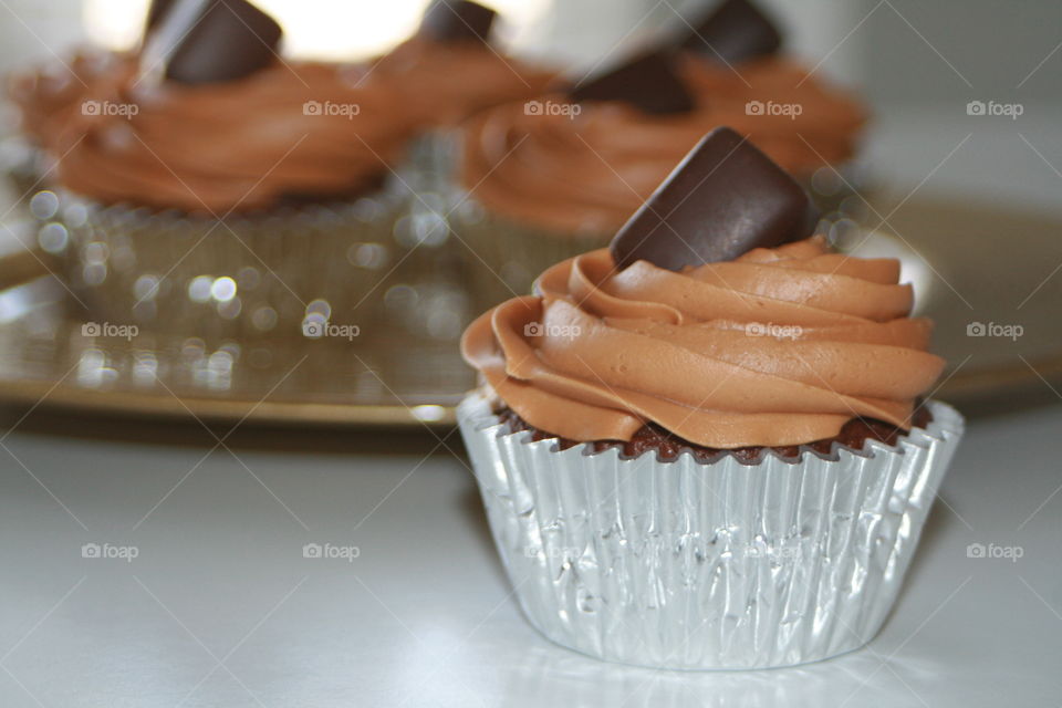 Chocolate cupcake with caramel frosting 