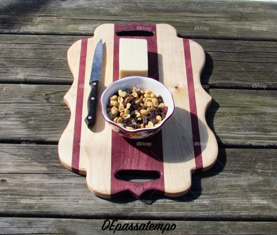 Exotic serving board with Purple Heart wood and maple. Handmade.