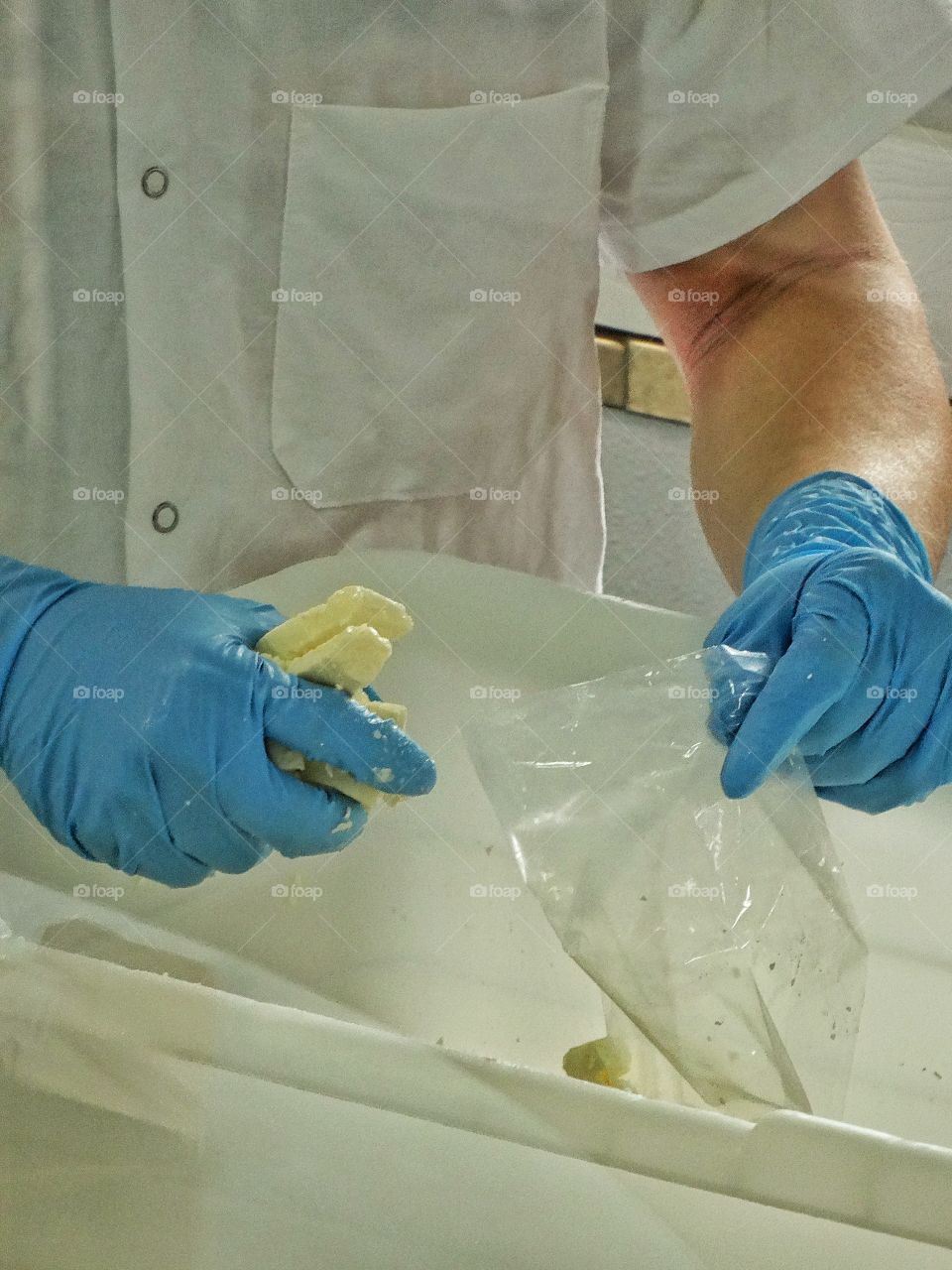 Lab Technician Handling Sample. Food Inspector Handling Samples In A Sterile Laboratory
