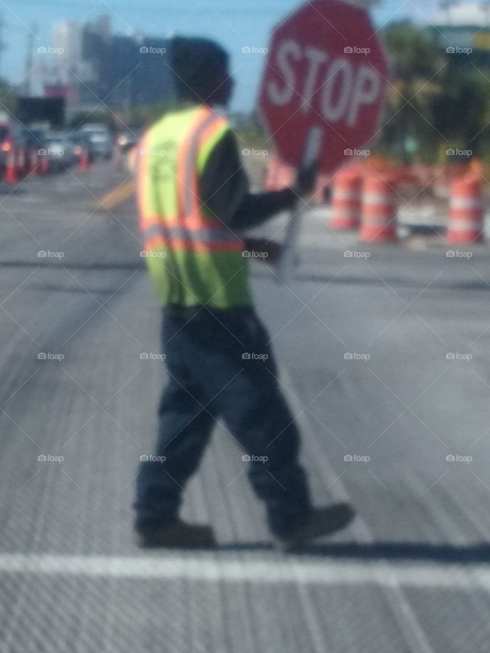 directing traffic - road work , this guy was dancing!
