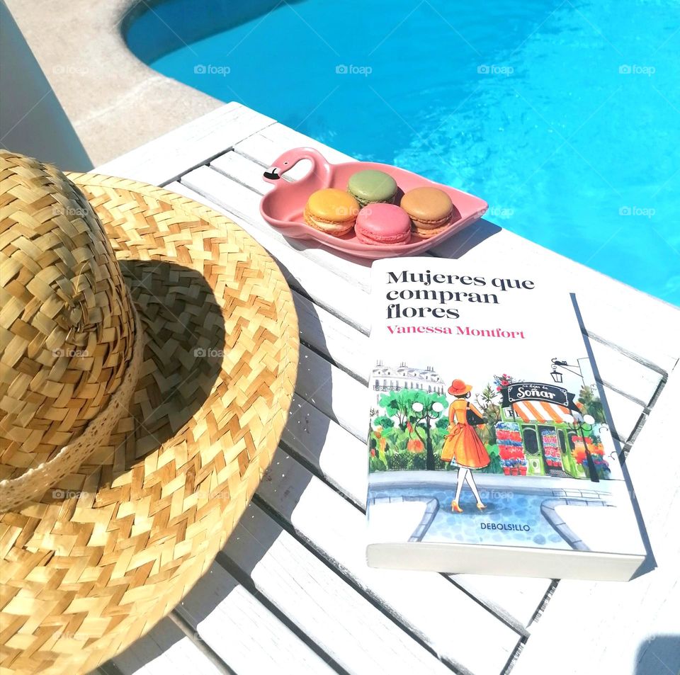 reading in the pool