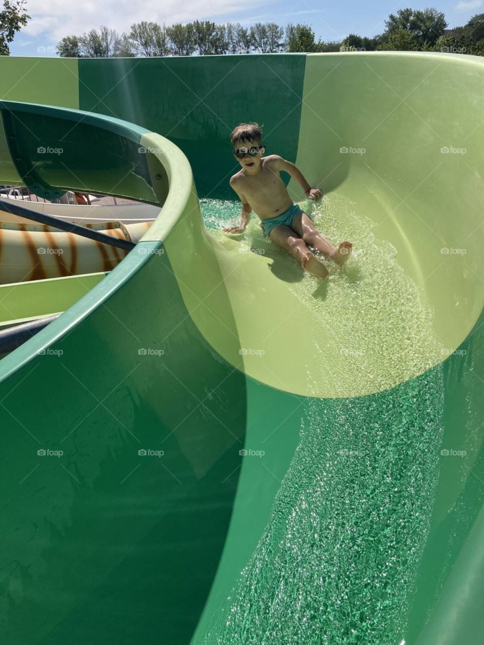 Water slide in aqua park 