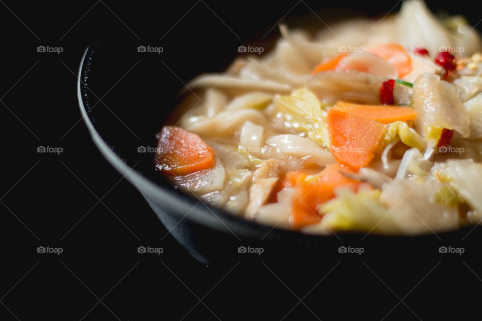 Eating udon noodles.Japan real food/takeaway/cheap food