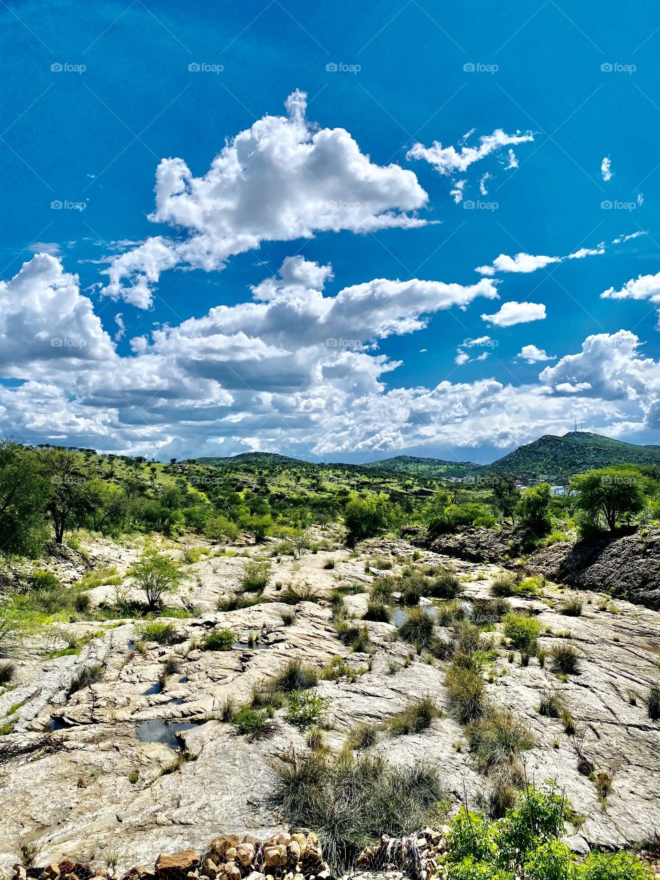 A rocky water pathway entering into the dam’s door. 