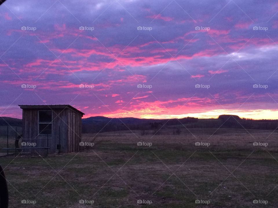 Sunset over the chicken coop